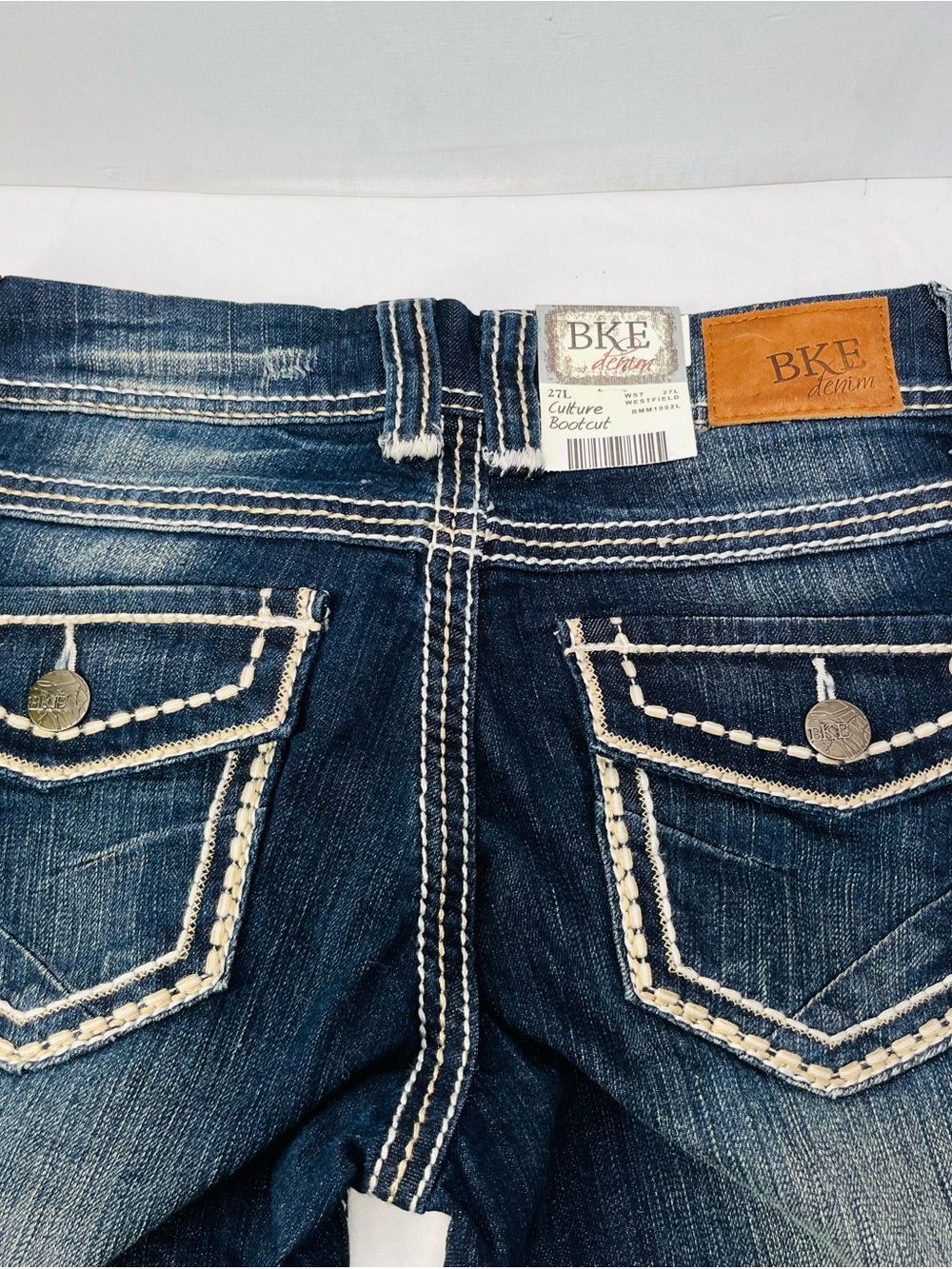 BKE Women’s Dark Blue Bootcut Jeans with Contrast Stitching